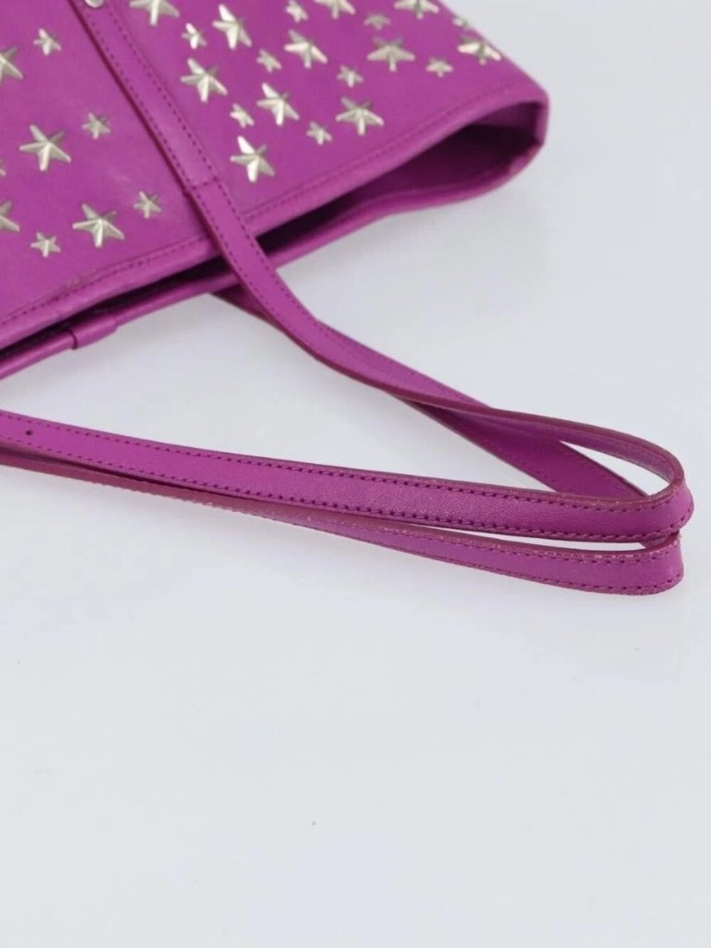 Jimmy Choo Studs Tote Bag Leather Purple Silver Auth yk20140 - Picture 8 of 16